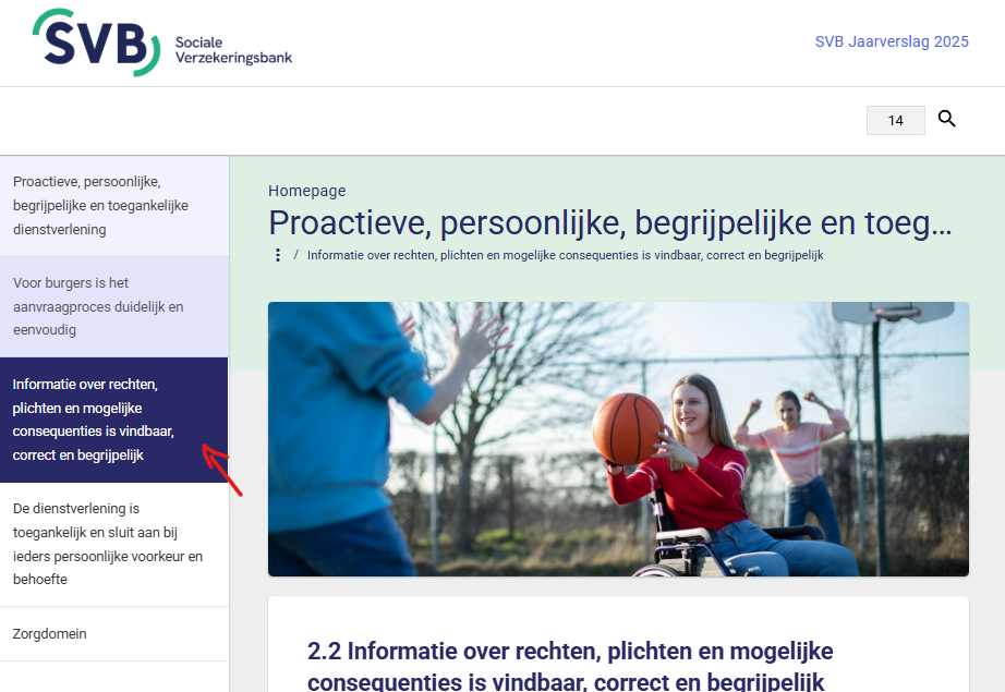 schermvoorbeeld submenukeuze zichtbaar