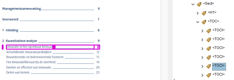 Screenshot TOC op pagina 2